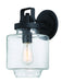 Rosecrans 1-Light Outdoor Wall Mount in Coal & Clear Seedy Glass