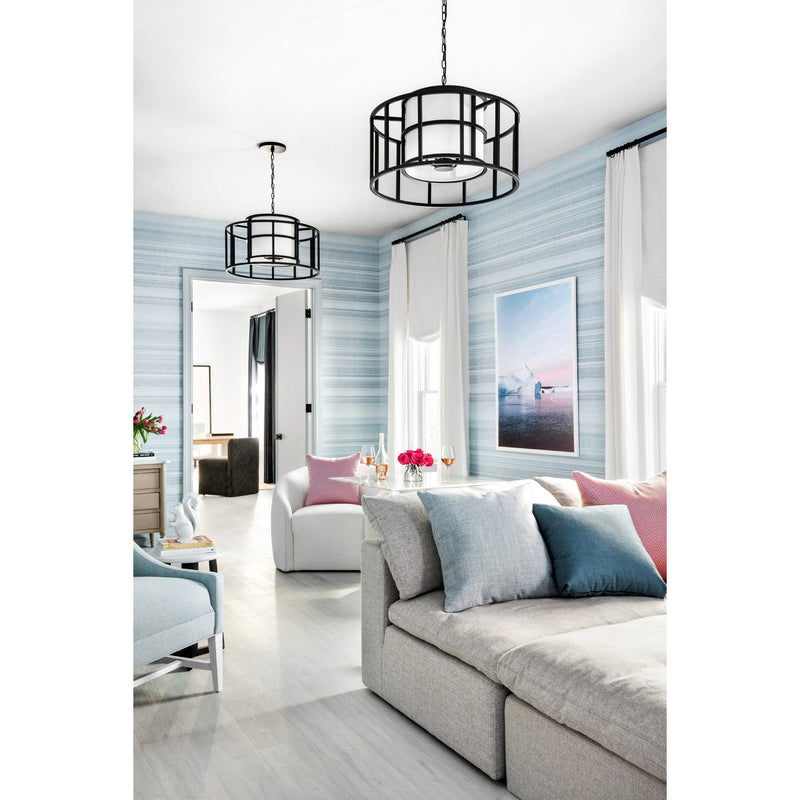 Hulton 5 Light 25" Pendant in Matte Black in a room setting
