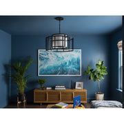 Hulton 5 Light 25" Pendant in Matte Black in a room setting