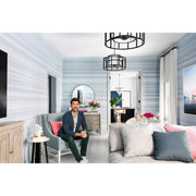 Hulton 5 Light 25" Pendant in Matte Black in a room setting