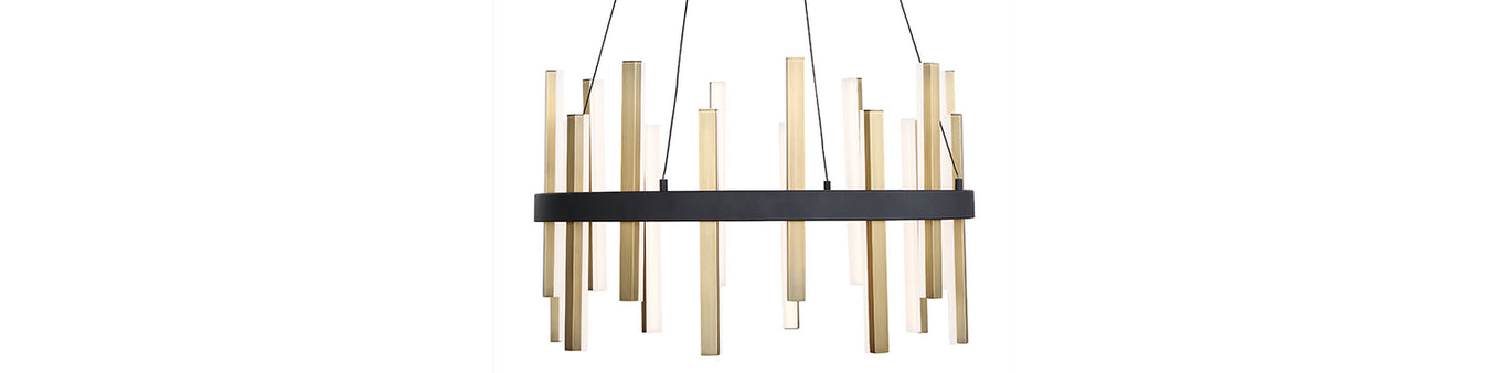 Harmonix LED Chandelier in Black & Aged Brass