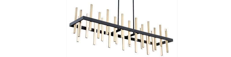 Harmonix 28-Light Linear Chandelier in Black & Aged Brass