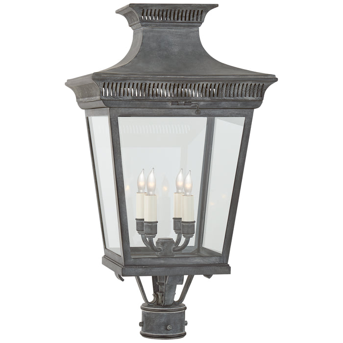 Elsinore Four Light Post Lantern in Weathered Zinc