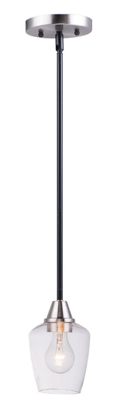 Goblet 1 Light Mini Pendant in Black / Satin Nickel