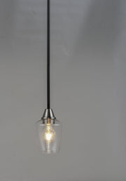 Goblet 1 Light Mini Pendant in Black / Satin Nickel