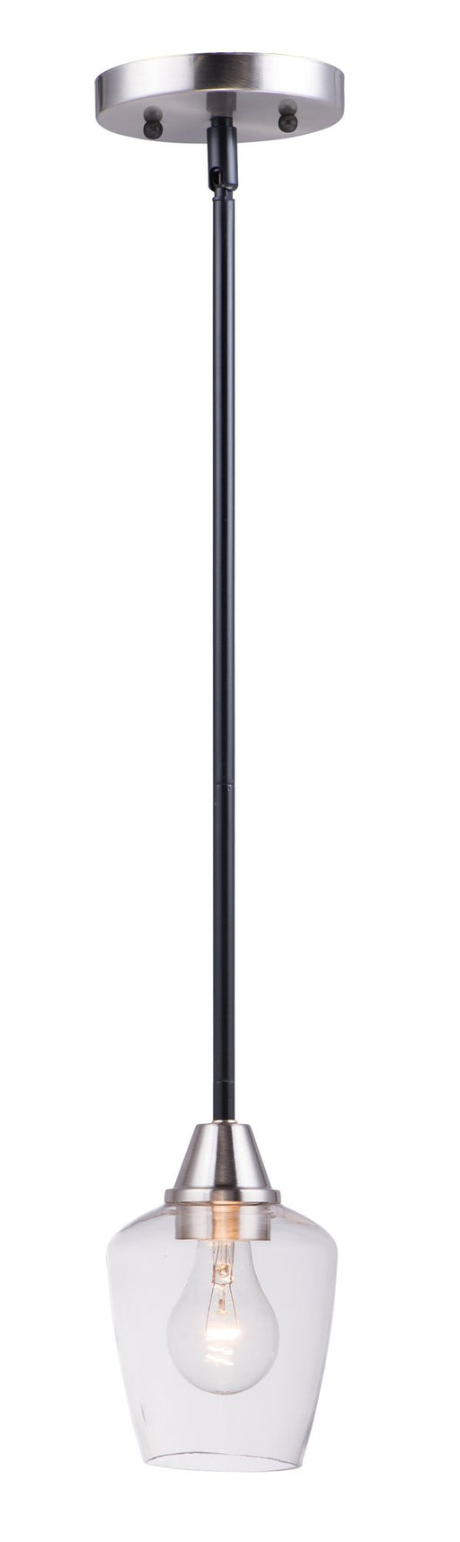 Goblet 1 Light Mini Pendant in Black / Satin Nickel