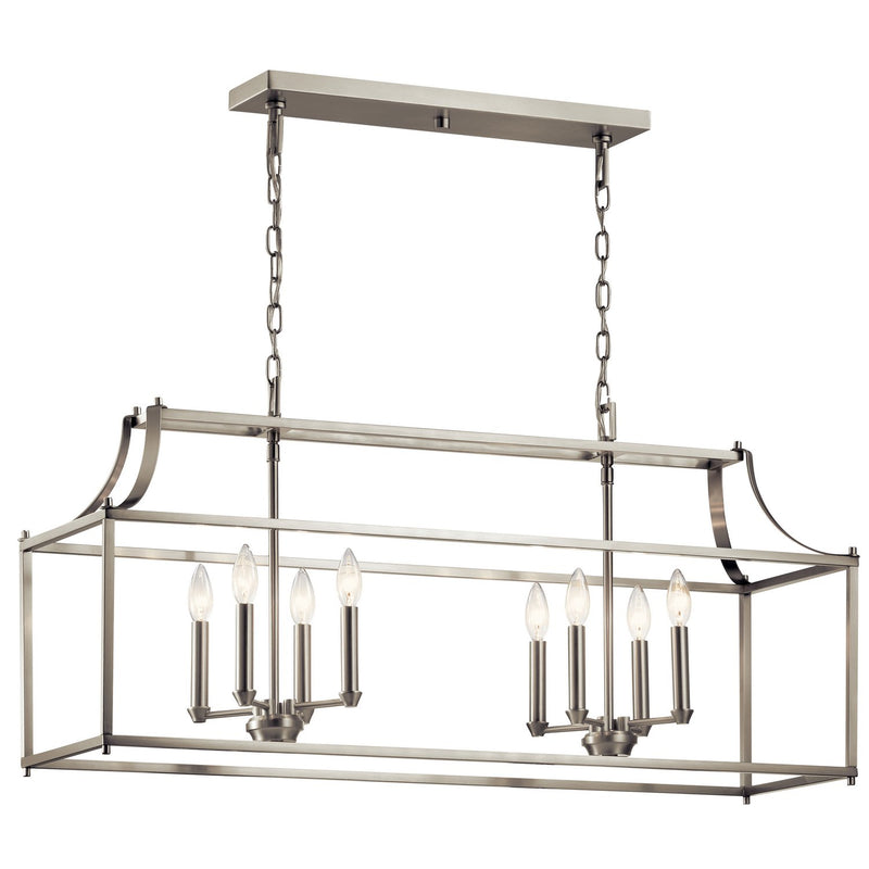 Morrigan 8-Light Linear Chandelier in Brushed Nickel