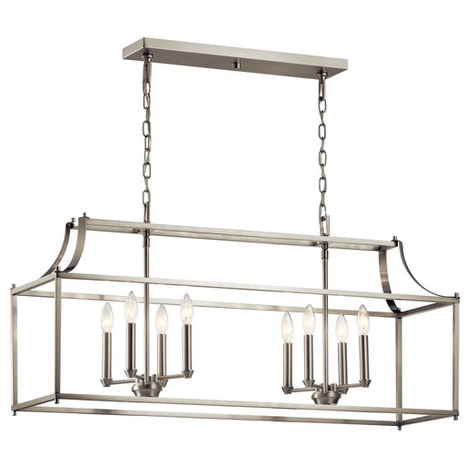 Morrigan 8-Light Linear Chandelier in Brushed Nickel