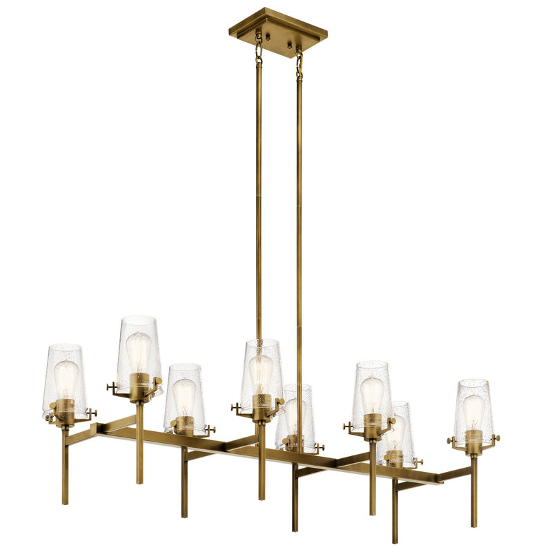 Alton 8-Light Linear Chandelier in Natural Brass