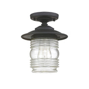 Creekside Ringed Glass Outdoor Semi-Flush Mount in Black