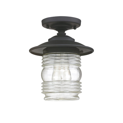 Creekside Ringed Glass Outdoor Semi-Flush Mount in Black