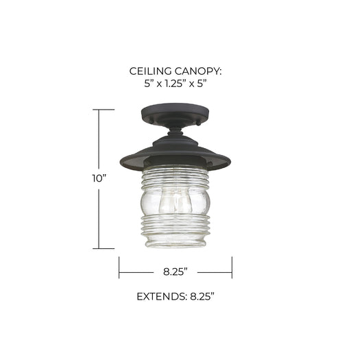 Creekside Ringed Glass Outdoor Semi-Flush Mount in Black