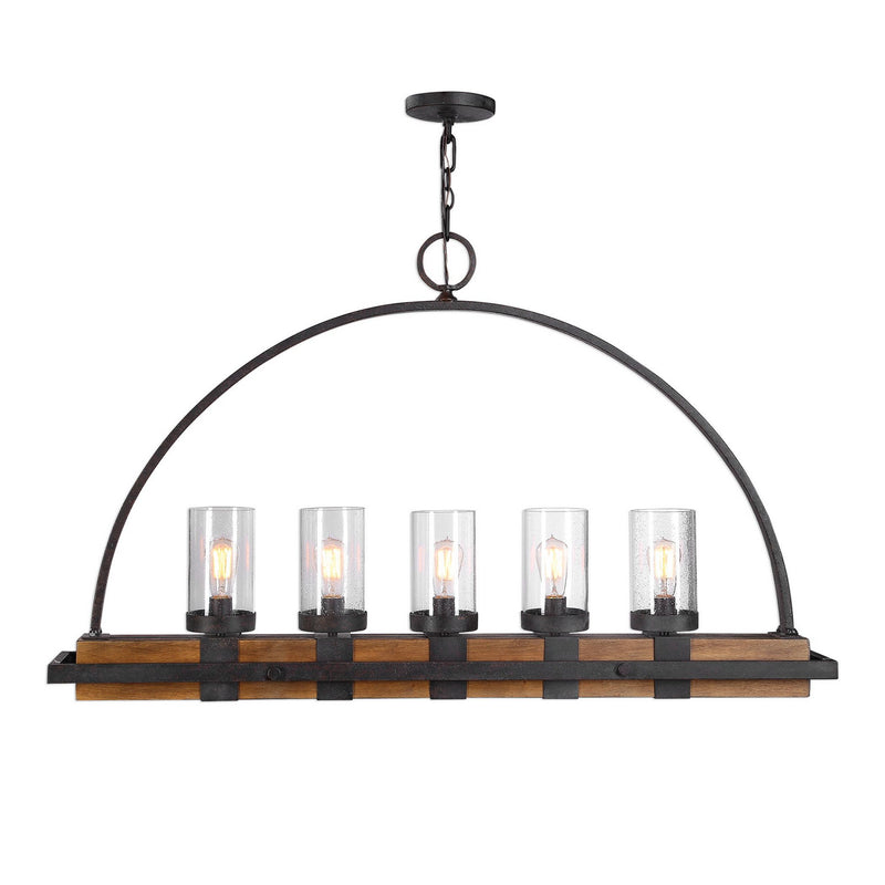 Uttermost's Atwood 5 Light Rustic Linear Chandelier Designed by Kalizma Home - Lamps Expo