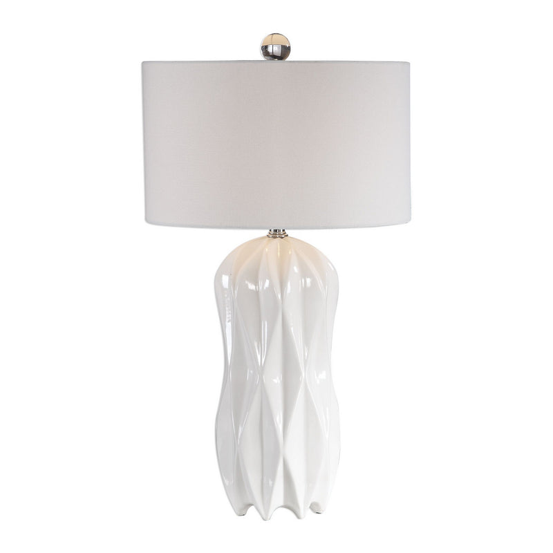 Uttermost's Malena Glossy White Table Lamp Designed by Renee Wightman - Lamps Expo