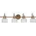 Archie Four Light Bath Bracket in Vintage Brass
