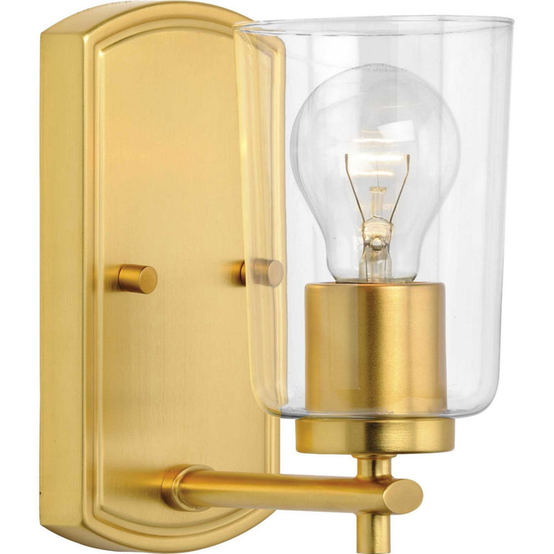 Adley Clear Glass Bath Sconce in Satin Brass