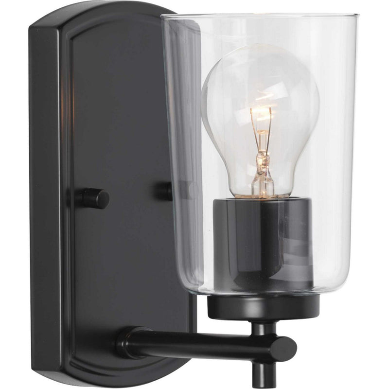 Adley Clear Glass Bath Sconce in Black