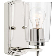 Adley Clear Glass Bath Sconce in Polished Nickel