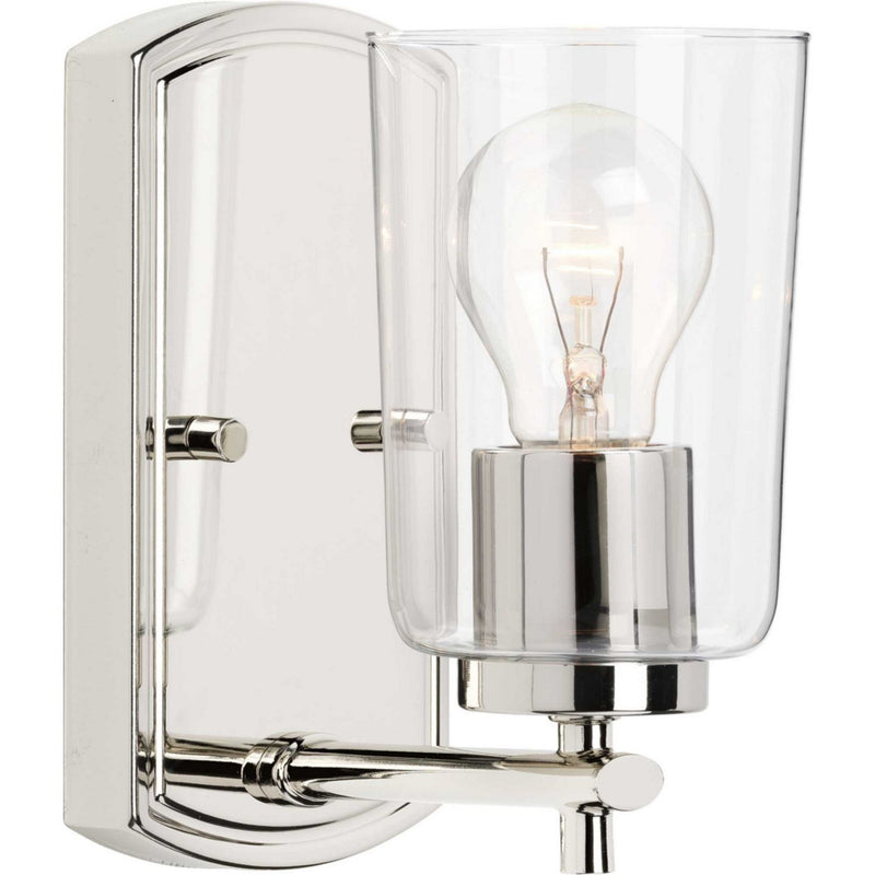 Adley Clear Glass Bath Sconce in Polished Nickel
