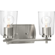 Adley 2-Light Clear Glass Bath Vanity Light in Brushed Nickel