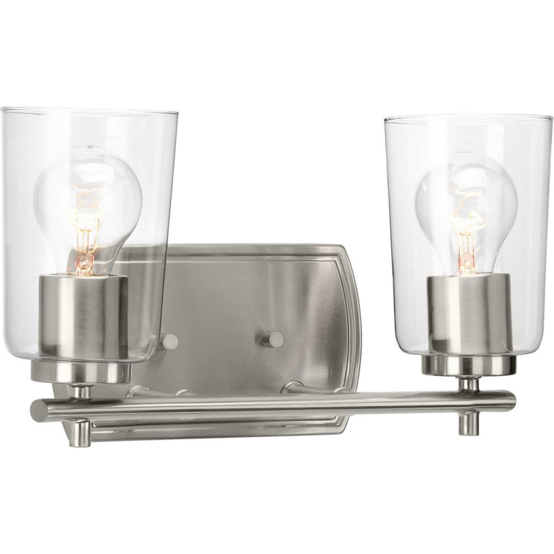 Adley 2-Light Clear Glass Bath Vanity Light in Brushed Nickel