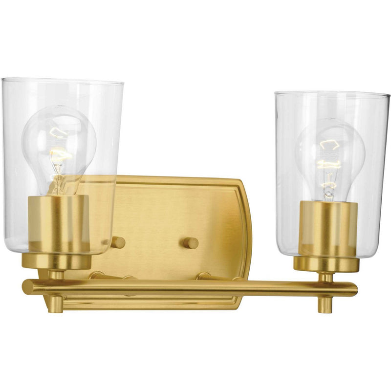 Adley 2-Light Clear Glass Bath Vanity Light in Satin Brass