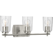 Adley 3-Light Clear Glass Bath Vanity Light in Brushed Nickel