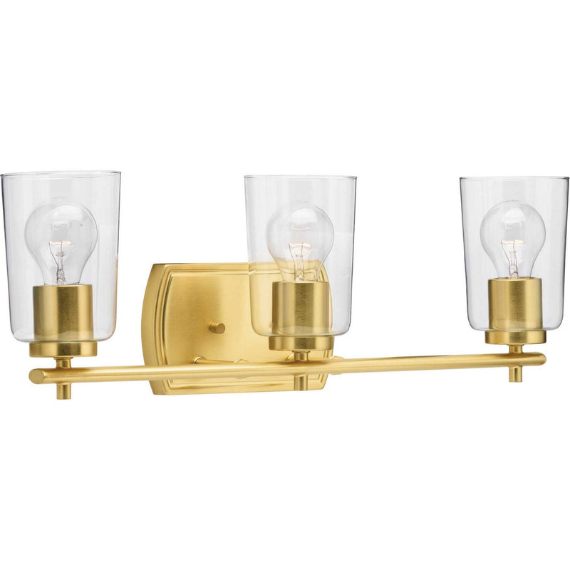 Adley 3-Light Clear Glass Bath Vanity Light in Satin Brass