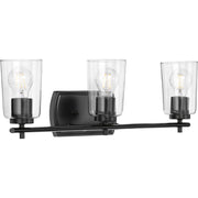 Adley 3-Light Clear Glass Bath Vanity Light in Black