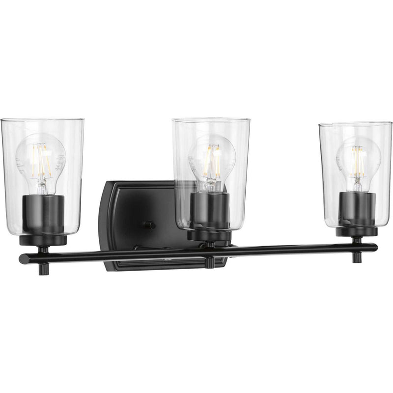 Adley 3-Light Clear Glass Bath Vanity Light in Black