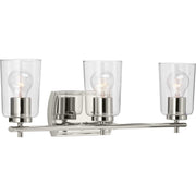 Adley 3-Light Clear Glass Bath Vanity Light in Polished Nickel