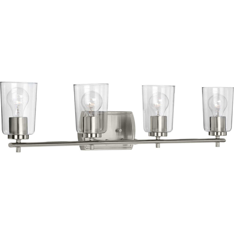Adley 4-Light Clear Glass Bath Vanity Light in Brushed Nickel
