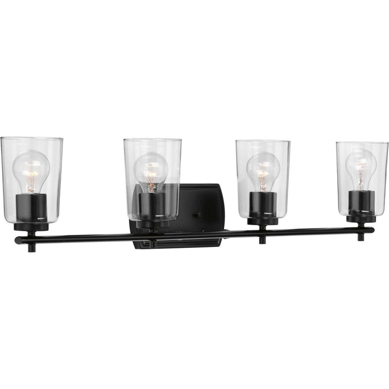 Adley 4-Light Clear Glass Bath Vanity Light in Black