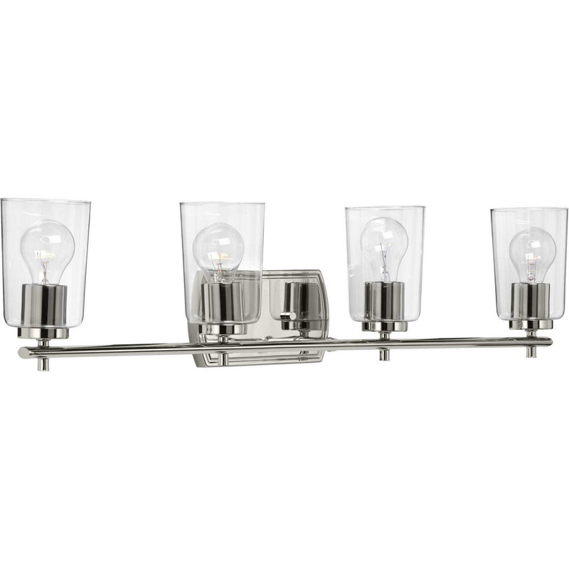 Adley 4-Light Clear Glass Bath Vanity Light in Polished Nickel
