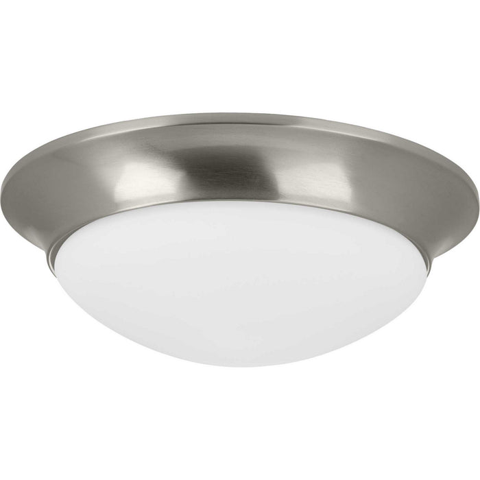 Etched Opal Dome Two Light Flush Mount in Brushed Nickel