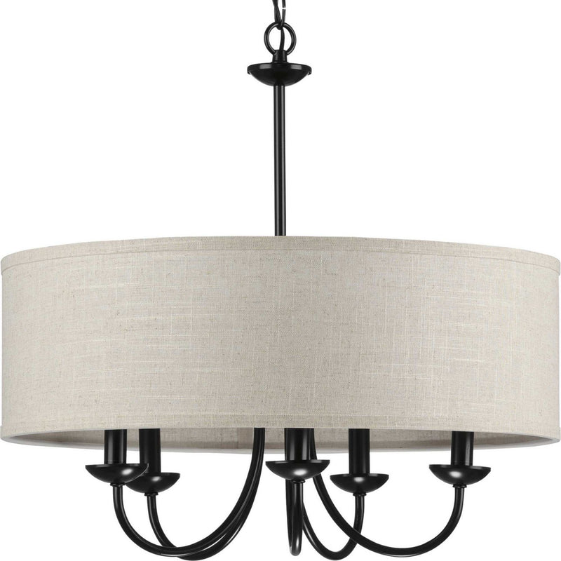 Drum Shade 5-Light Pendant in Black