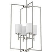 Replay 4-Light Etched Glass Pendant in Brushed Nickel