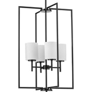 Replay 4-Light Etched Glass Pendant in Black