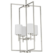 Replay 4-Light Etched Glass Pendant in Polished Nickel