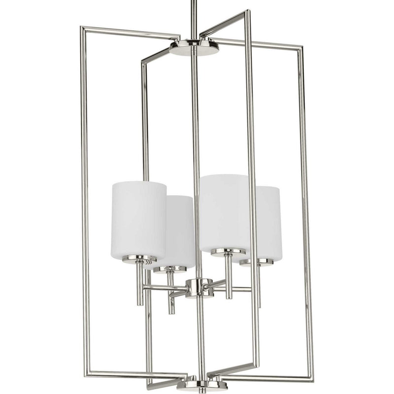 Replay 4-Light Etched Glass Pendant in Polished Nickel