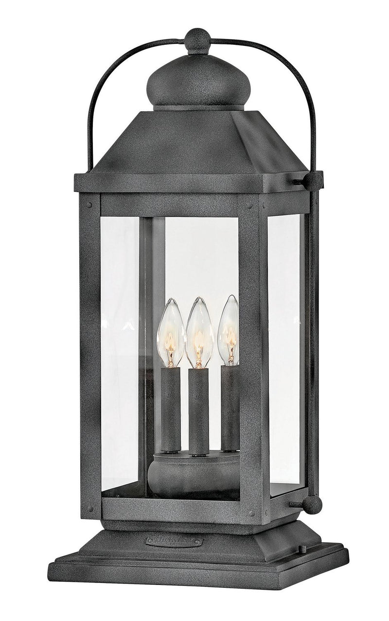 Anchorage 3-Light Outdoor Pier Mount Light in Aged Zinc