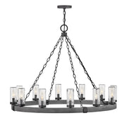 Sawyer 12-Light Outdoor Chandelier in Aged Zinc