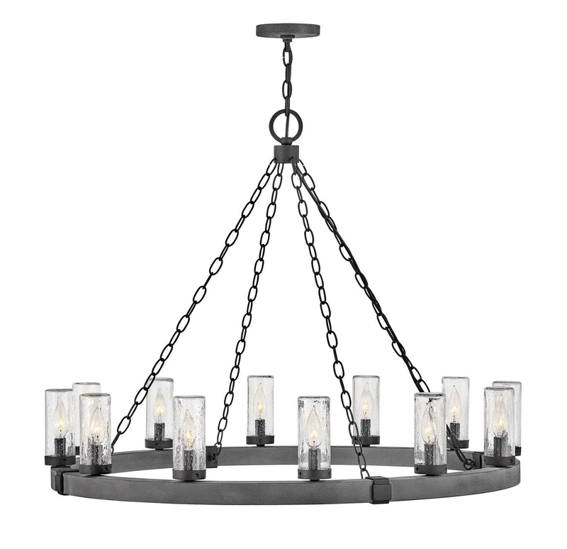 Sawyer 12-Light Outdoor Chandelier in Aged Zinc