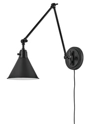 Arti 18.25" Swing Arm Wall Lamp in Black