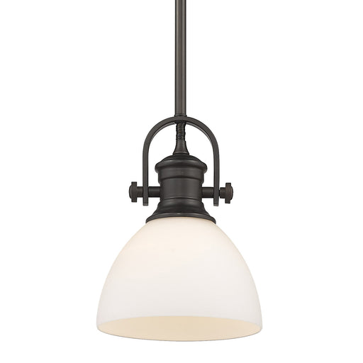Hines Mini Pendant in Rubbed Bronze with Opal Glass