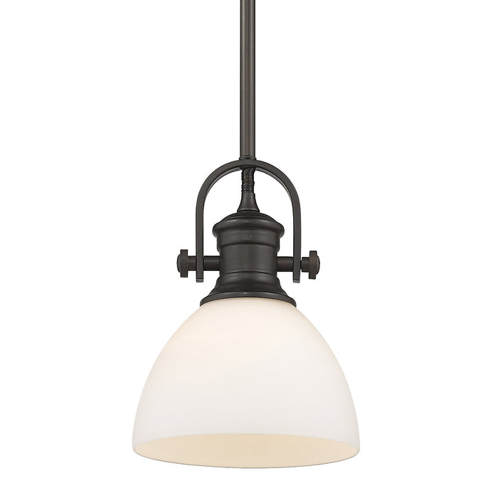 Hines Mini Pendant in Rubbed Bronze with Opal Glass