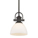Hines Mini Pendant in Rubbed Bronze with Opal Glass