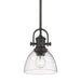 Hines Mini Pendant in Rubbed Bronze with Seeded Glass