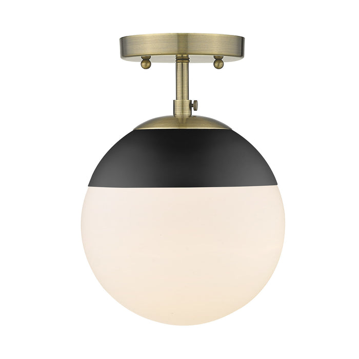Dixon Semi-Flush in Aged Brass with Opal Glass