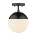 Dixon Semi-Flush in Matte Black with Opal Glass